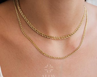 14K Gold Nonna Chain Necklace, 3mm 4.5mm Nonna Charm Choker Long Thick Pendant Chain Men, Handmade Design Necklace, Elegant Women's Chain