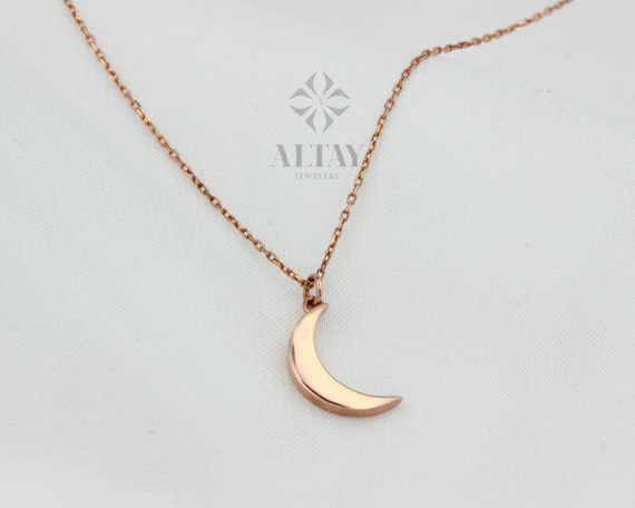 14k Gold Moon Necklace 14k Real Gold 