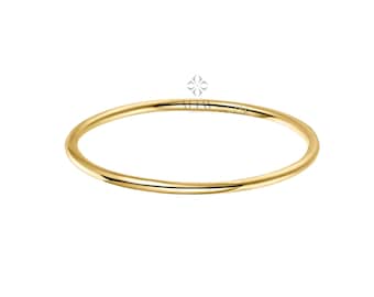 14K Gold 1mm Wedding Band, Thin Wedding Band, Simple Plain Band Ring, Comfort Fit Knuckle Ring, Dainty Stacking Ring, Gift For Her