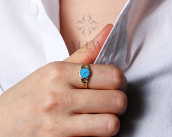 14K Gold Watch Ring, Round Clock Ring, Dainty Ring, Personalized Ring, Minimalist Ring, Boho Jewelry, Stackable Rings, Valentine's Day Gift
