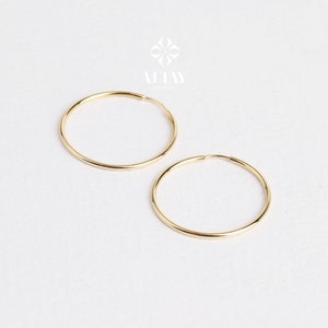 14K Gold Endlos Hoop Ohrring, Runde Creolen, dünne Hoop Huggies, minimalistische Ohrringe, zierliche Gold Hoops, Geschenk für sie