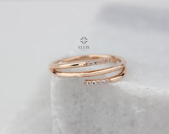 14K Solid Gold Ring, CZ Diamond Stacking Band, Wedding Band, Diamond Ring, Eternity Band, Stackable Ring, Gift For Her Active