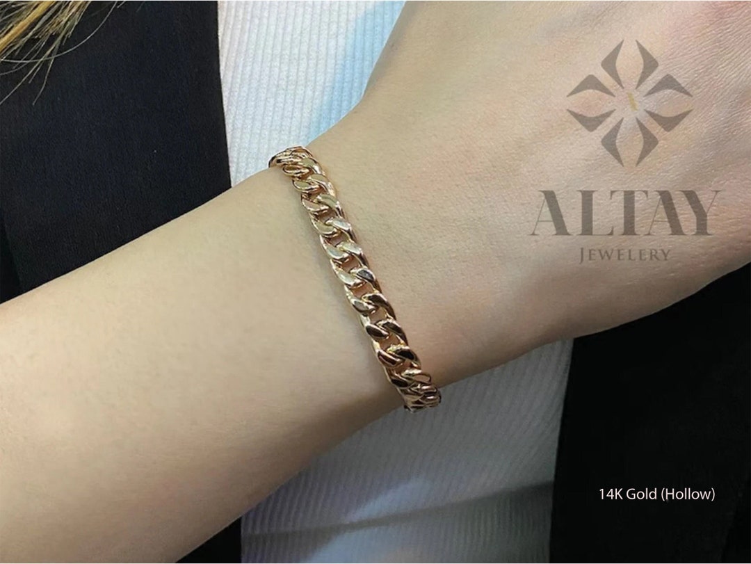 14K Chunky Cuban Link Chain Bracelet 14K Yellow Gold / 7.5 Inches by Baby Gold - Shop Custom Gold Jewelry