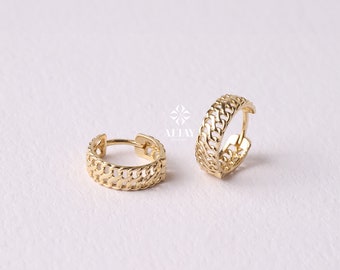 14K Gold Vienna Hoop Earrings, Vienna Hoop Earrings, Small Hoop Earrings, Huggie Hoop, Armoured Chain Hoop, Chunky Gold Hoop, Gift For Her