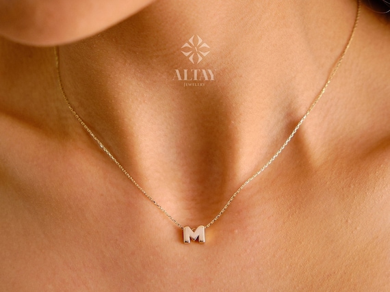 Sideways Letter M Initial Necklace - Silver & Gold | Alexandra Marks Jewelry