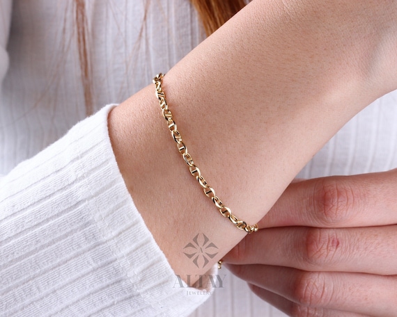 14k solid gold chain bracelet online