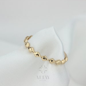 14K Gold Square Bead Ring, Eternity Mini Balls Ring, Minimalist Fine Jewelery, Stackable, Dainty, Delicate Ring, Gift For Her, Jewelry