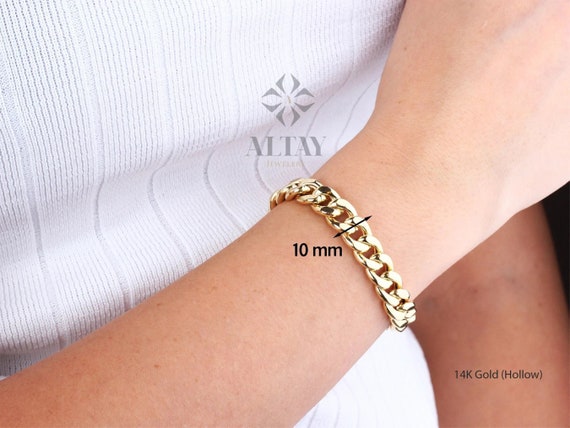 14K Gold 10MM Cuban Link Bracelet, Layering Chain, Chunky Retro Chain, Bold Link, Gift For Her, Stacking Bracelet, Unisex Bracelet