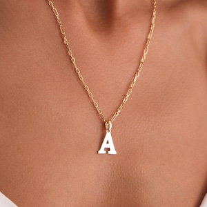 14K Gold Paperclip Chain Necklace, Personalized Initial Necklace, Rectangle Link Choker, Italian Paperclip Chain Necklace, Dainty Layering