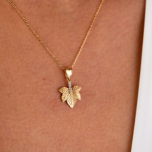 14K Gold Ahorn Blatt Halskette, kanadischer Ahorn CZ Diamant Anhänger Halskette, Kanada Blatt Charme, Herbst Blatt Schmuck, Zierliche Schichtung Halskette