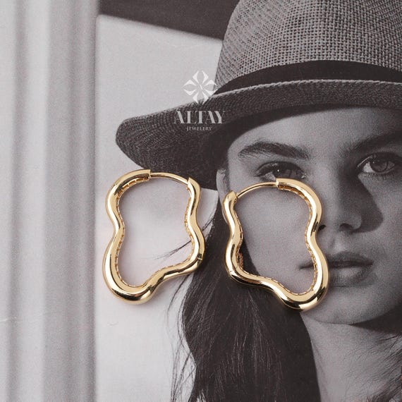 14K Gold Cloud Earrings, Hoop Cloud Earrings, Charm Hoops Huggie