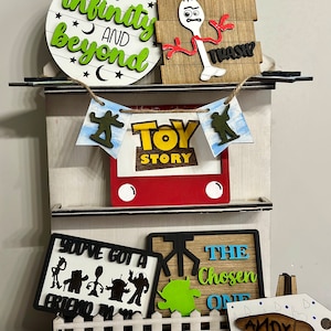 Disney|Toy Story|To Infinity and Beyond|Tiered Tray Sign|Party Decor|Disney Kids Bedroom/ Wood Signs