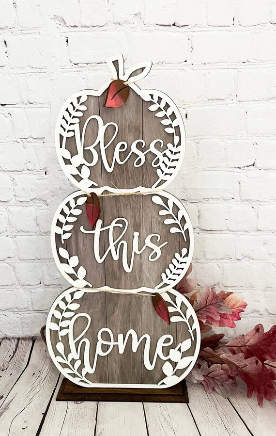 Bless This Housestacked Pumpkinsstanding Pumpkinfall - Etsy