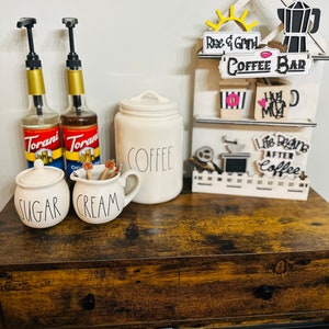 Coffee Bar Signs| Tiered Tray Decor| Mini Wood Signs| Rise & Grind| Coffee Hug in a Mug| Cute Coffee Sign| Kitchen Sign| Gift