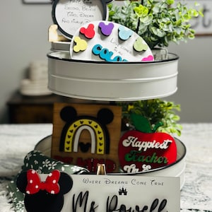 Disney Teacher Tiered Tray| Mouse Ears|Teacher Decor| Be Kind| Disney Decor|Personalizable Teacher Name Sign|Mickey Ears