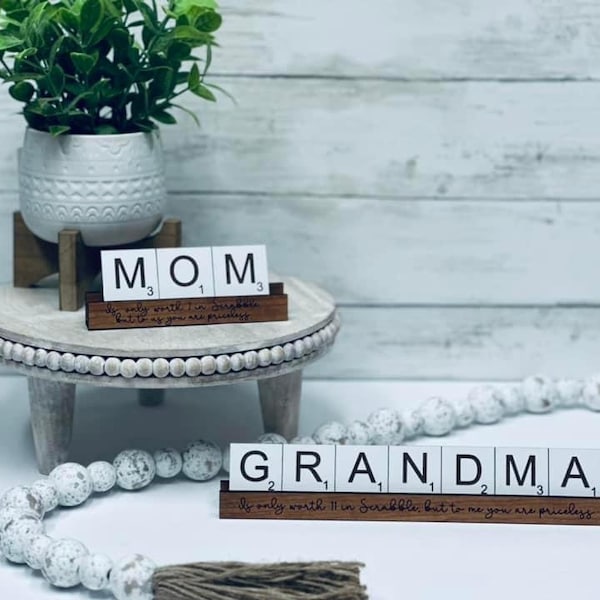 Mother's Day Gift| Scrabble Sign| Grandma Scrabble Sign|Gift for Mom|Gift for Grandma|Family|Blessed|Tiered Tray Decor