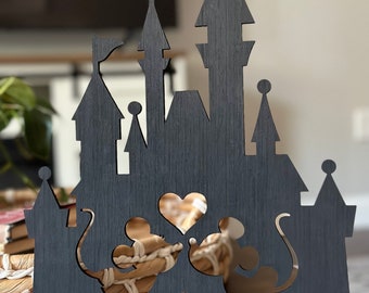 Disney Castle Sign | Mickey Minnie Kissing | Wood Sign |Disney Decoration | Home Decor | Gift