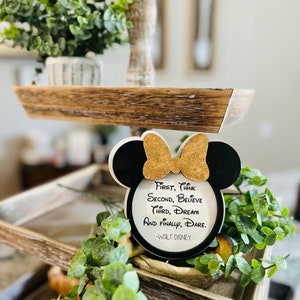 Mickey Minnie| Walt Disney Quote|Disney Tiered Tray Decor|Teacher Classroom Decor|Gift|Wood Sign