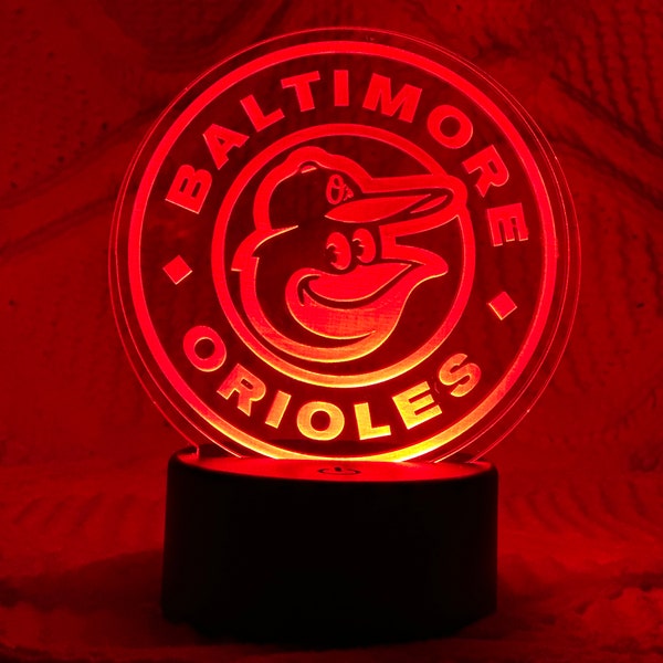 Baltimore Orioles 3D Lamp Personalized| LED Light | Boy's Room| Man Cave| Gift| Baseball