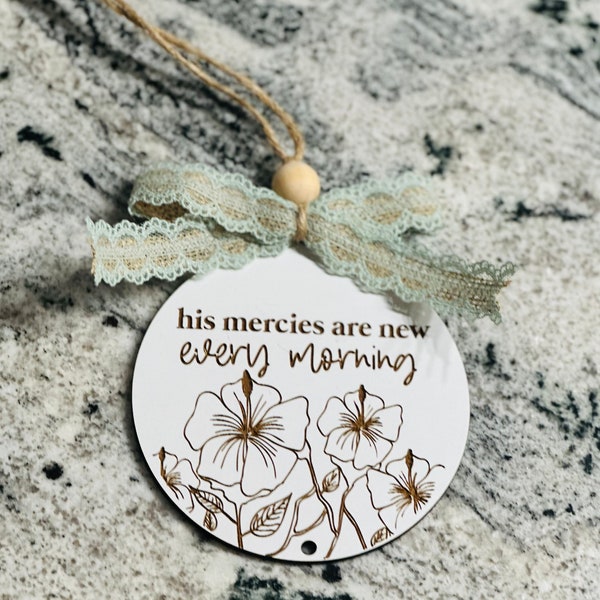 Car Mirror Charms| His Mercies Are New|Mirror Charms| Beaded Charms| Rear Vew Mirror Ornament|Gift For Her|Christian Gift