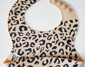 2 Sizes Handmade Baby Bib-Cheetah Print