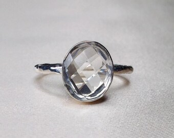 Bohemian Simple Minimalism Ring Wire Wrapped Ring Cracked Crystal Quartz Ring Quartz Gemstone Faceted Ring