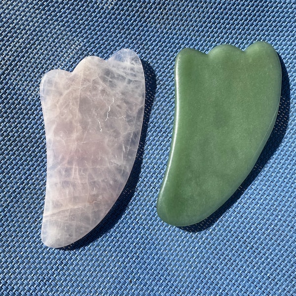 Gua Sha ~ Rose Quartz or Green Jade