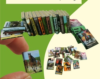 Libros de caballos en miniatura Descarga digital Decoración de casa de muñecas