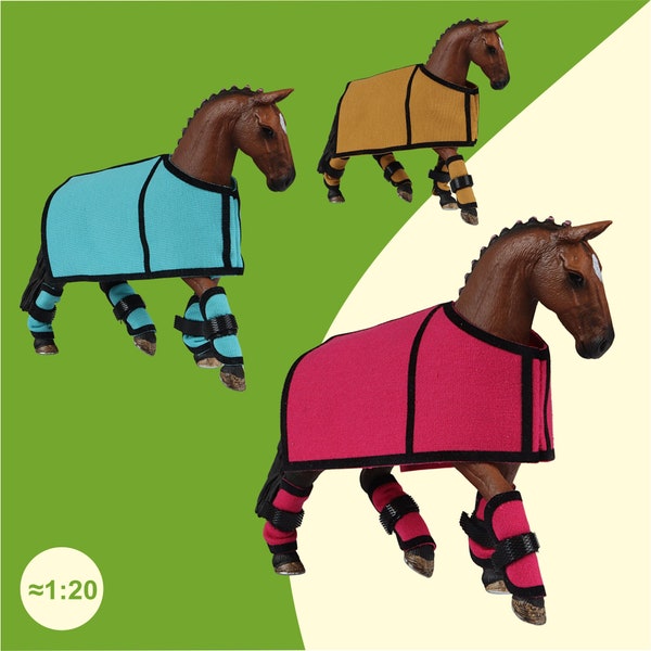 Transport blanket gaiters suitable as Schleich horse accessories