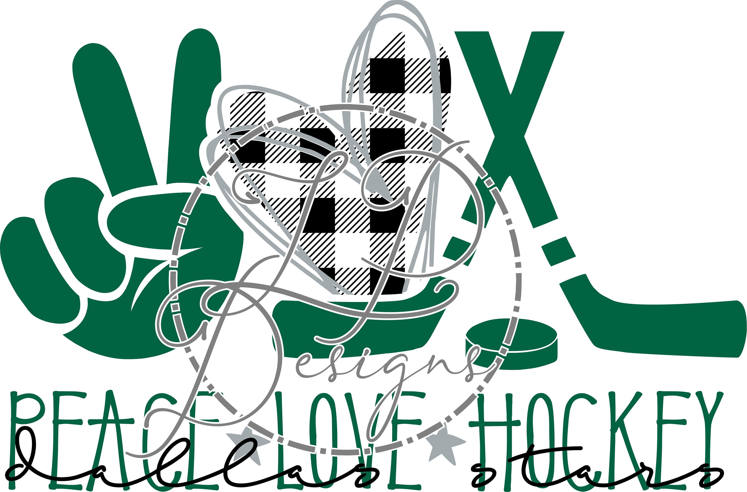 Download Peace Love Hockey Stars Script CDR PNG SVG file | Etsy