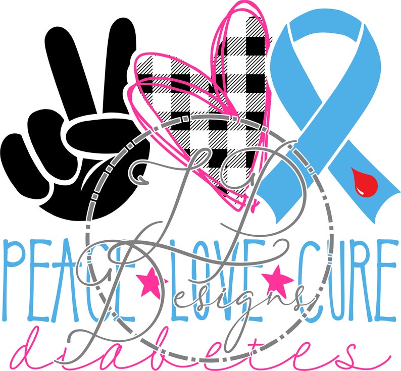 Download Peace Love Cure Diabetes CDR PNG SVG file | Etsy