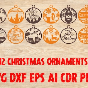 KERST kerstballen Glowforge Files Svg Laser Cut Bestand en ornament svgs, kerstbal set en kerstmis ornamenten, kerstbal bundel