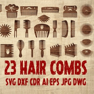 Hair combs Bundle, Beard combs, Combs svg dxf files for laser hair assessory unique original beard combs Comb plans cnc digital cutting file