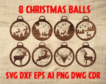 Christmas bundle svg, Christmas Balls Set, Elegant Christmas Ornament Laser Cut Bauble, SVG Cricut, Glowforge Files Svg Laser Cut File Dxf