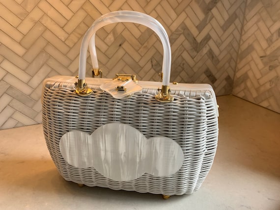 Vintage Tropic Wicker and Lucite Purse