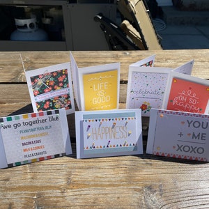Juego de 7 tarjetas para celebrar todos los días y todas las ocasiones / Hecho de Project Life / Feliz cumpleaños / Feliz aniversario / Gracias / pensando en ti