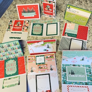 Set van 6 kaarten / Kerstman Express / Uniek door mij ontworpen / Gemaakt van Stampin Up-papier / Merry Christmas / Set A