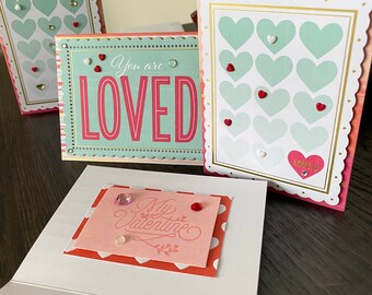 2 Valentine Cards / Be mine / My Valentine / Card set of 2 Valentine Cards/Box1