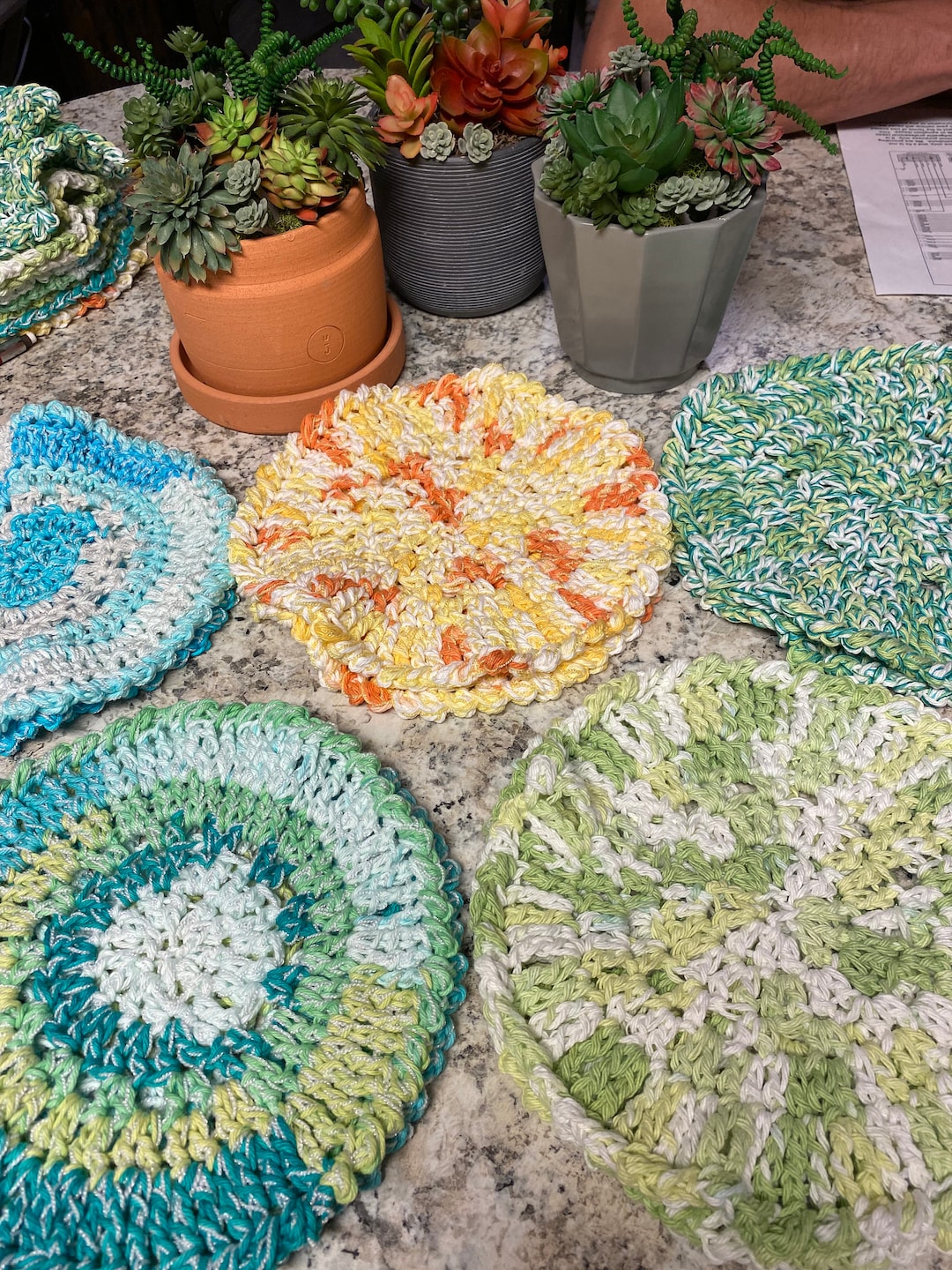 Crocheted Round Colorful Dishcloths/great for Gifts/ Etsy