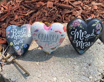 ART Hearts - 3 designs - Best MOM Ever - Mr. and Mrs. - Grandma is another word for Love