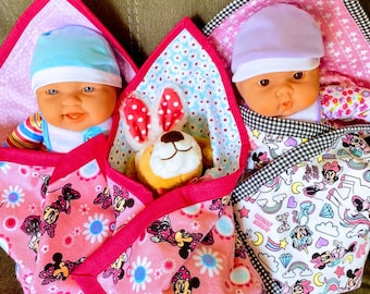 Adorable Doll Blankets | Baby Car Seat Snuggly| Elsa, Owls, Minnie Mouse, Unicorn, Secret Life of Pets, Dinosaur, Sea Life, Tractors, Poppy