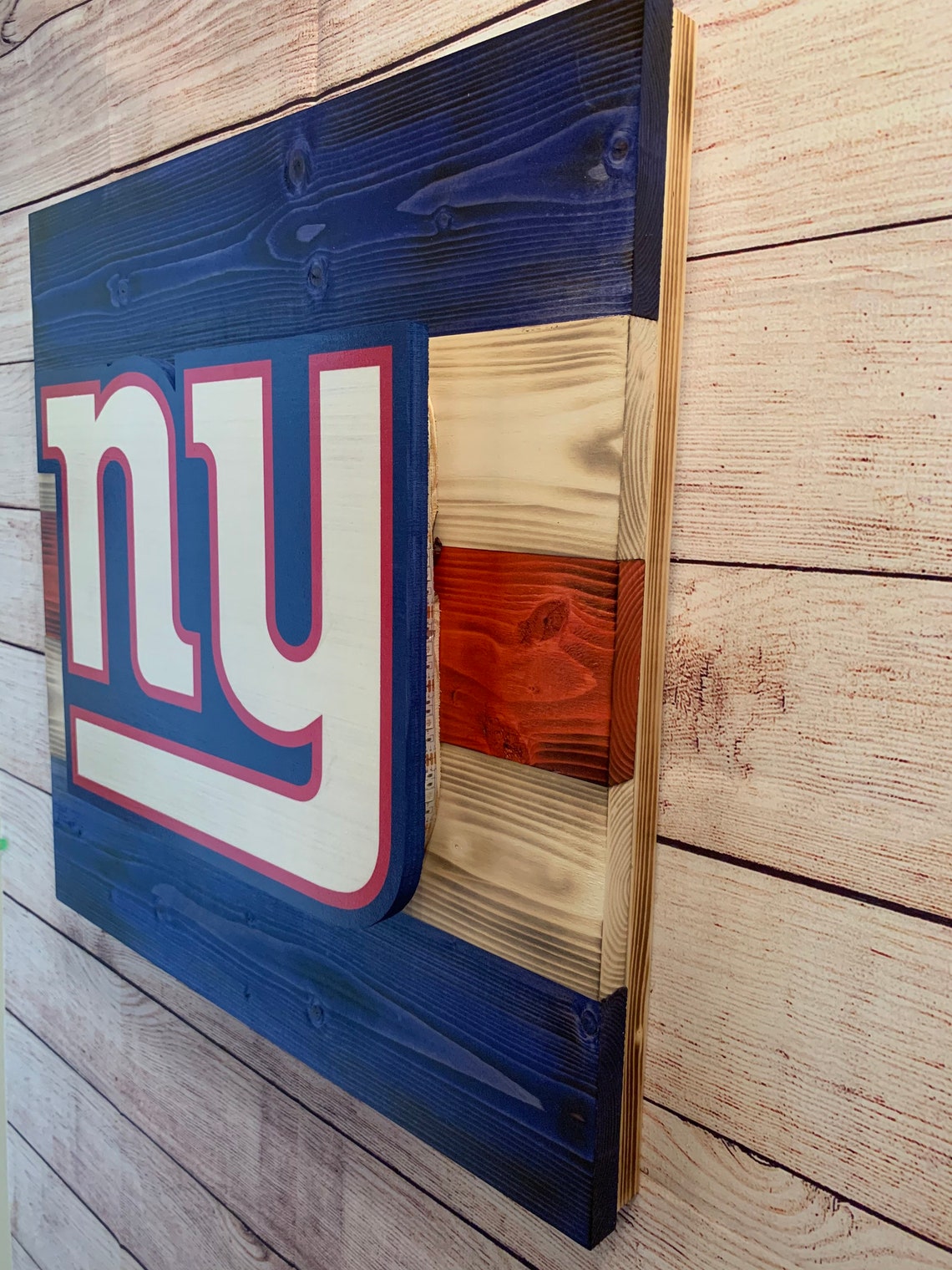 New York Giants rustic wood LED lit mancave wall art /sign Etsy