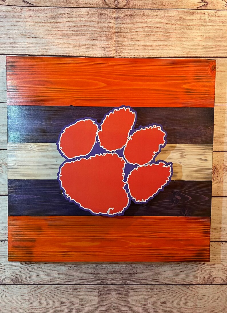 Clemson Tigers Rustic Wood LED Lit Mancave Wall Art /sign Etsy