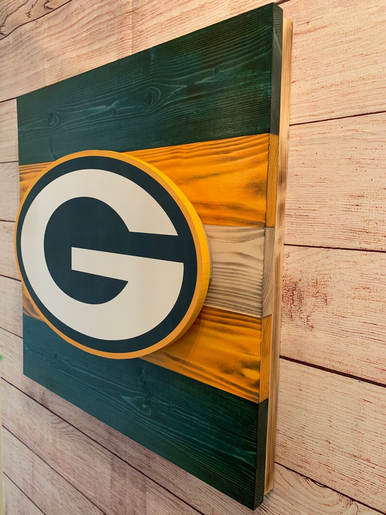 Green Bay Packers rustic wood LED lit mancave wall art
