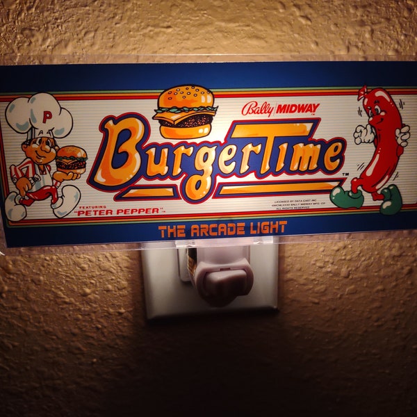 Burger Time Arcade Marquee Night Light 2.5" x 6.5"