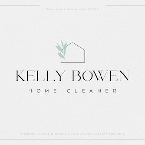 Editable Logo Design, DIY Cleaning Services Logo, Logo Template, Cleaning Logo, Modern Cleaning Logo and Watermark, Instant Download
