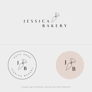 Bakery Logo Design, Cakes Logo, Warmarks Logo, Pastry Bag Logo, Bakery Shop, Cake Branding, Bakery Logo, Feminine Logo, Pastry Chef Logo