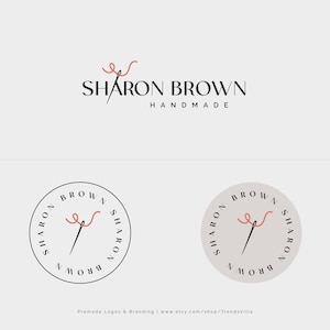 Needle Logo, Sewing Logo, Premade Logo, Seamstress Logo, Tailors Logo, Minimalist Logo, handmade logo design, Taylor branding kit