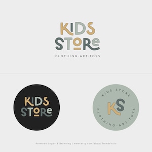 Clothing Boutique Logo Design, Montessori School, Kids Logo Design, Premade Logo, Children&#39;s Boutique Logo, Retro Logo, Business Logo