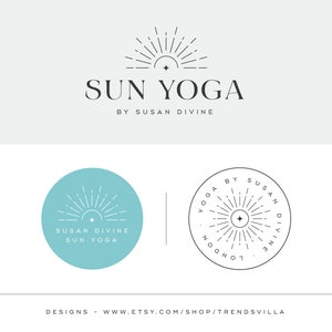 Yoga Logo Design, Sunrise Yoga Logo, Fit Logo, Sunburst Yoga Logo, Yoga teacher logo, Zen Logo, Life Coaching, Yoga Logo, Wellness Logo